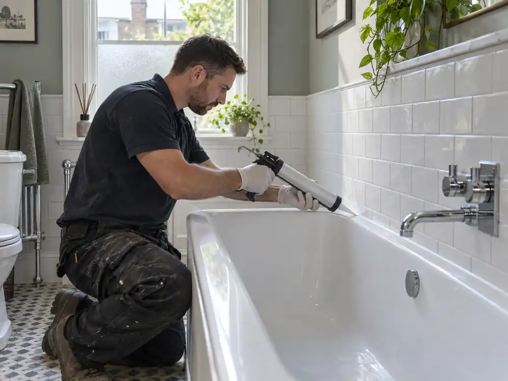 Waterproof preparation and tile setting-out in a bathroom