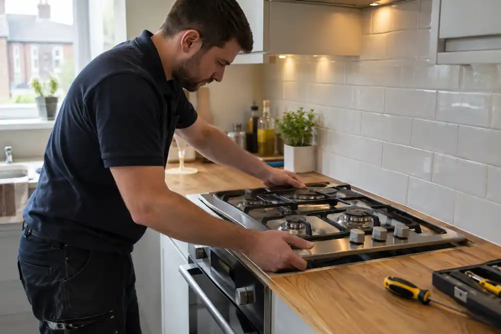 Careful preparation and finishing during gas cooker and hob fitting
