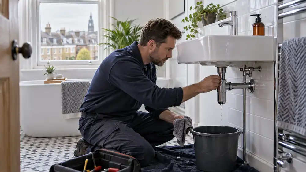 Professional leak detection and repairs work in a London property
