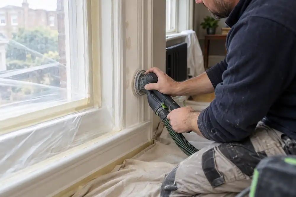 Preparation of timber trim before interior decorating