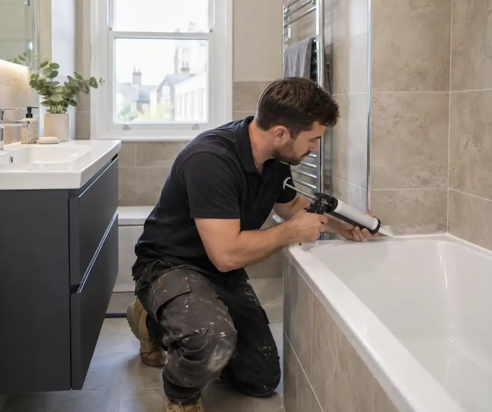 Final sealing during a bathroom refurbishment