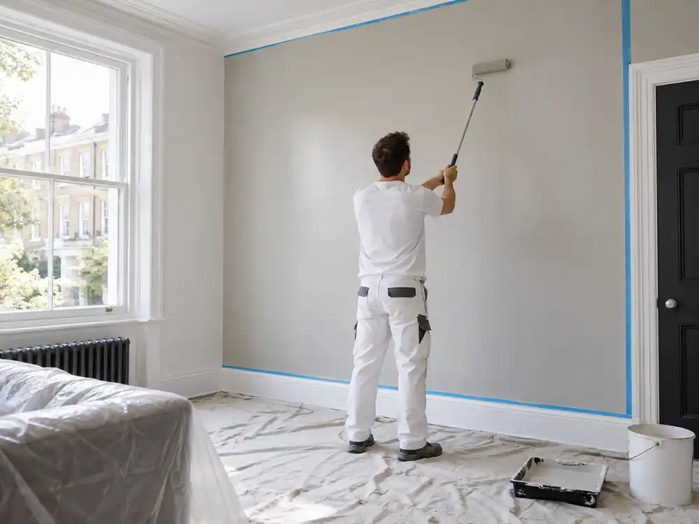 Small wall repairs being prepared before painting