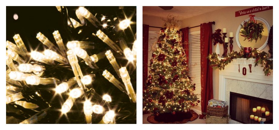 Christmas Tree With a Set of LED Lights Collage