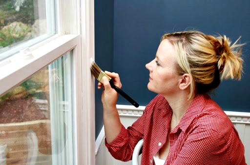 Painting Woman Repainting Windows