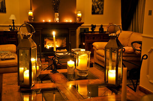 Candles and Tea Lights In a Living Room Candles and Tea Lights